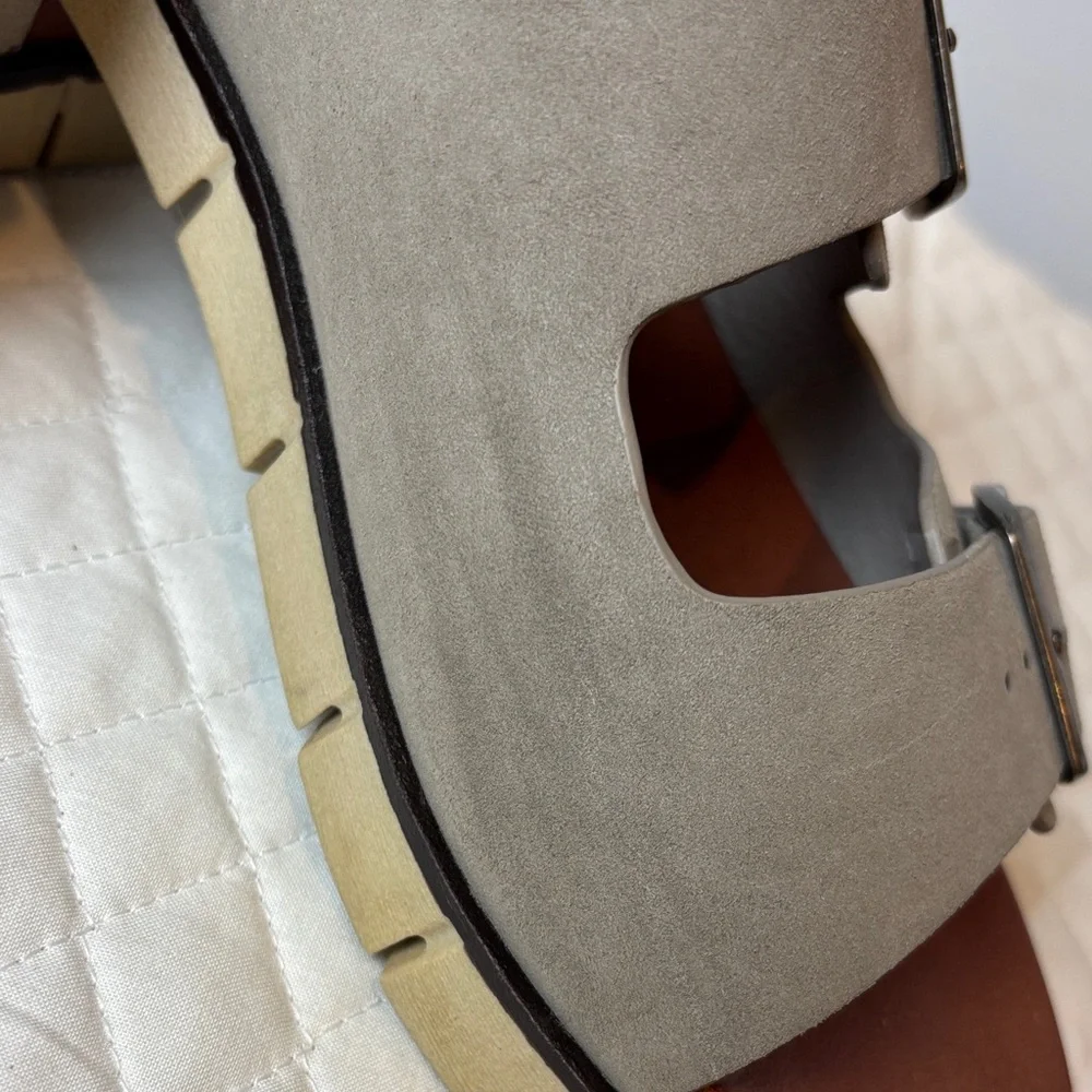 MIA Gray Vegan Double Buckle Sandals size 7